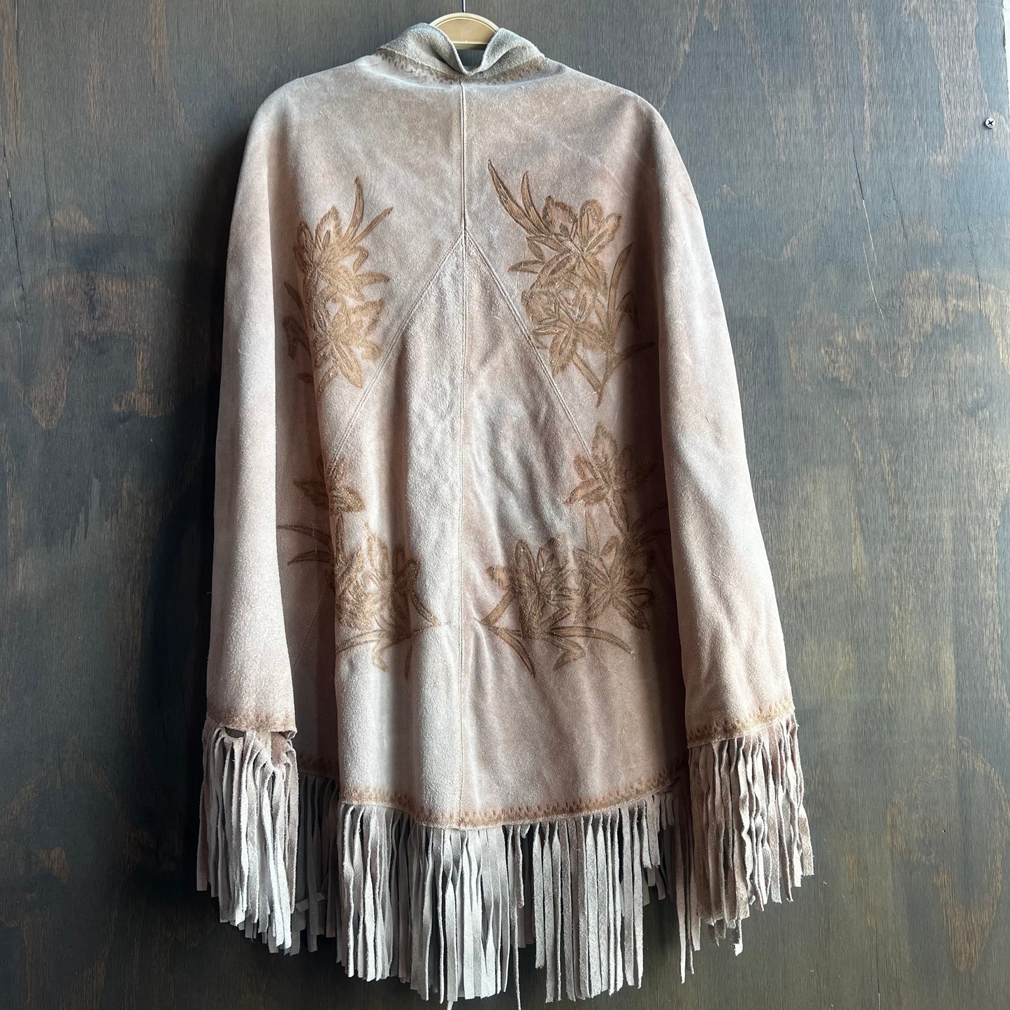 Dusty Rose Leather Poncho