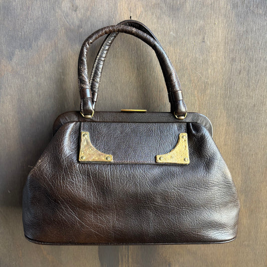 Vintage Brown Leather Handbag