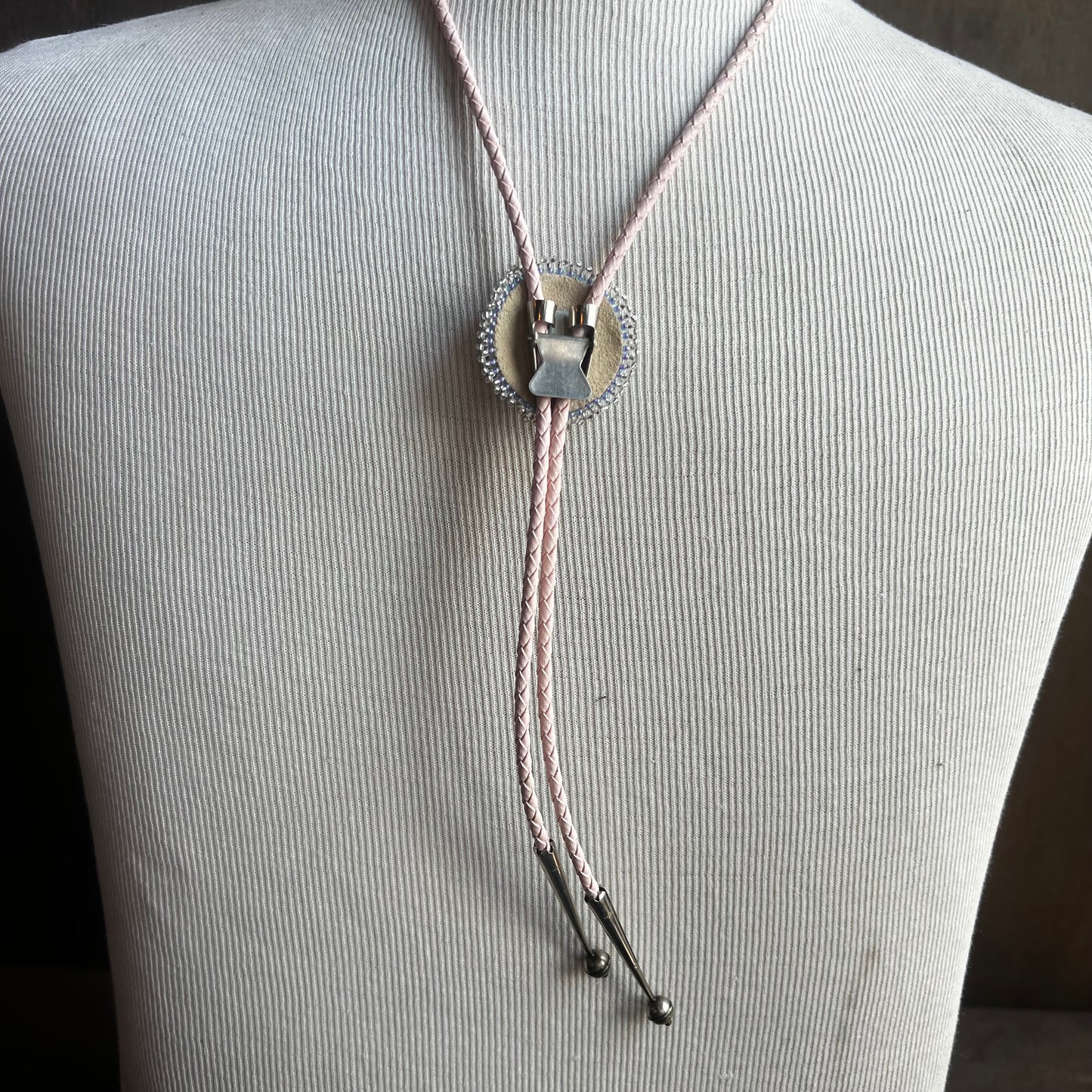 Pink Beaded Bolo Tie