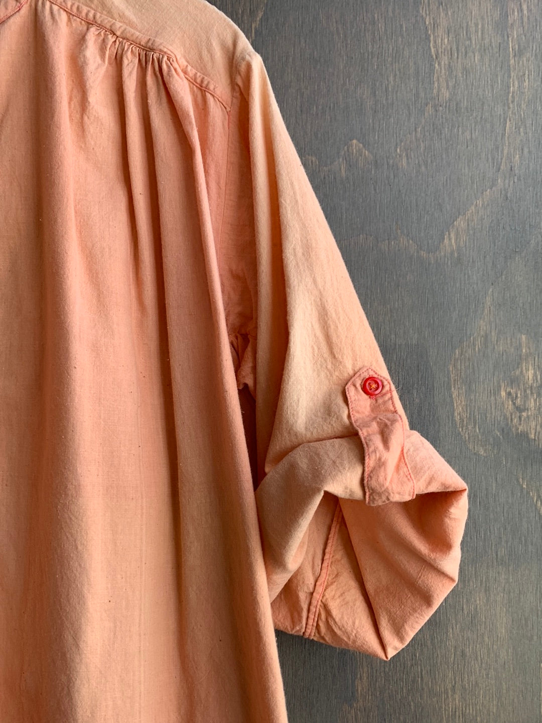 Peach cotton tunic with adjustable sleeves