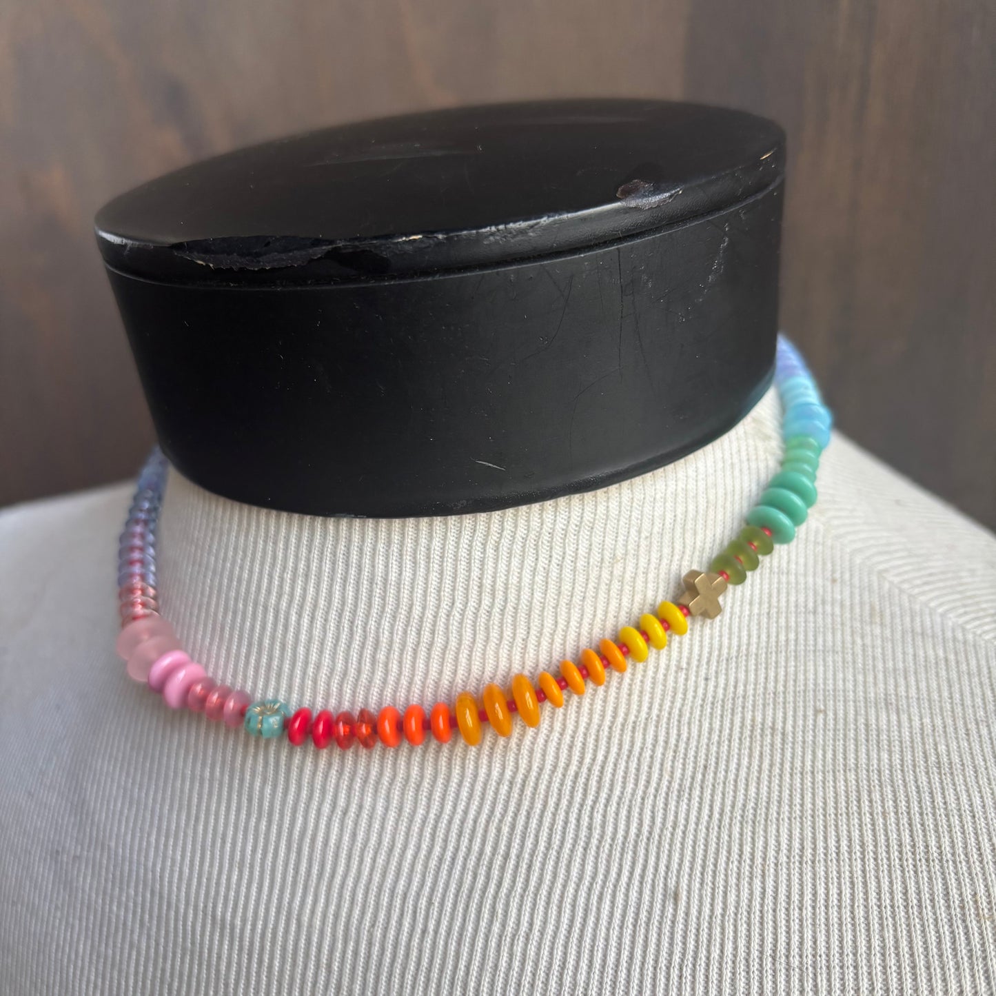 Ostrich Moon Rainbow Bead Necklace