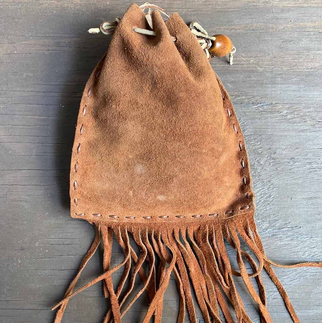 Vintage leather fringe pouch