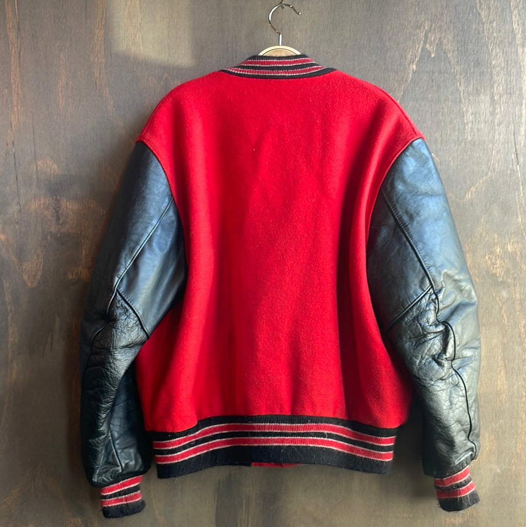 Vintage 1987 Red and Black Letterman's Jacket