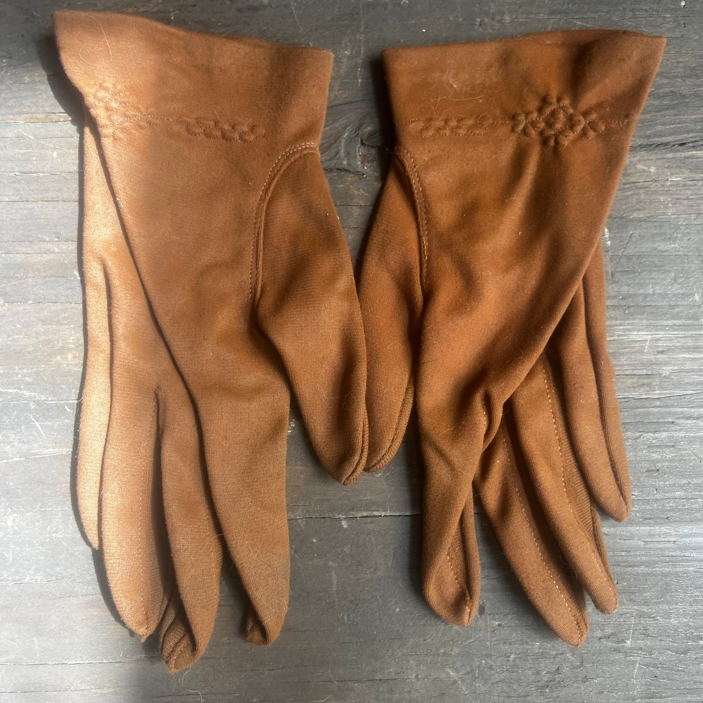 Brown Cotton Short Gloves