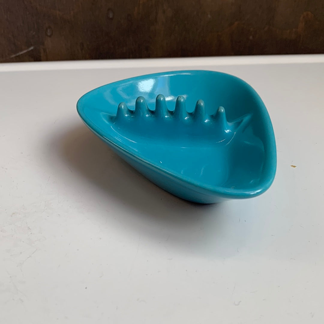 Mid-century aqua ceramic ashtray