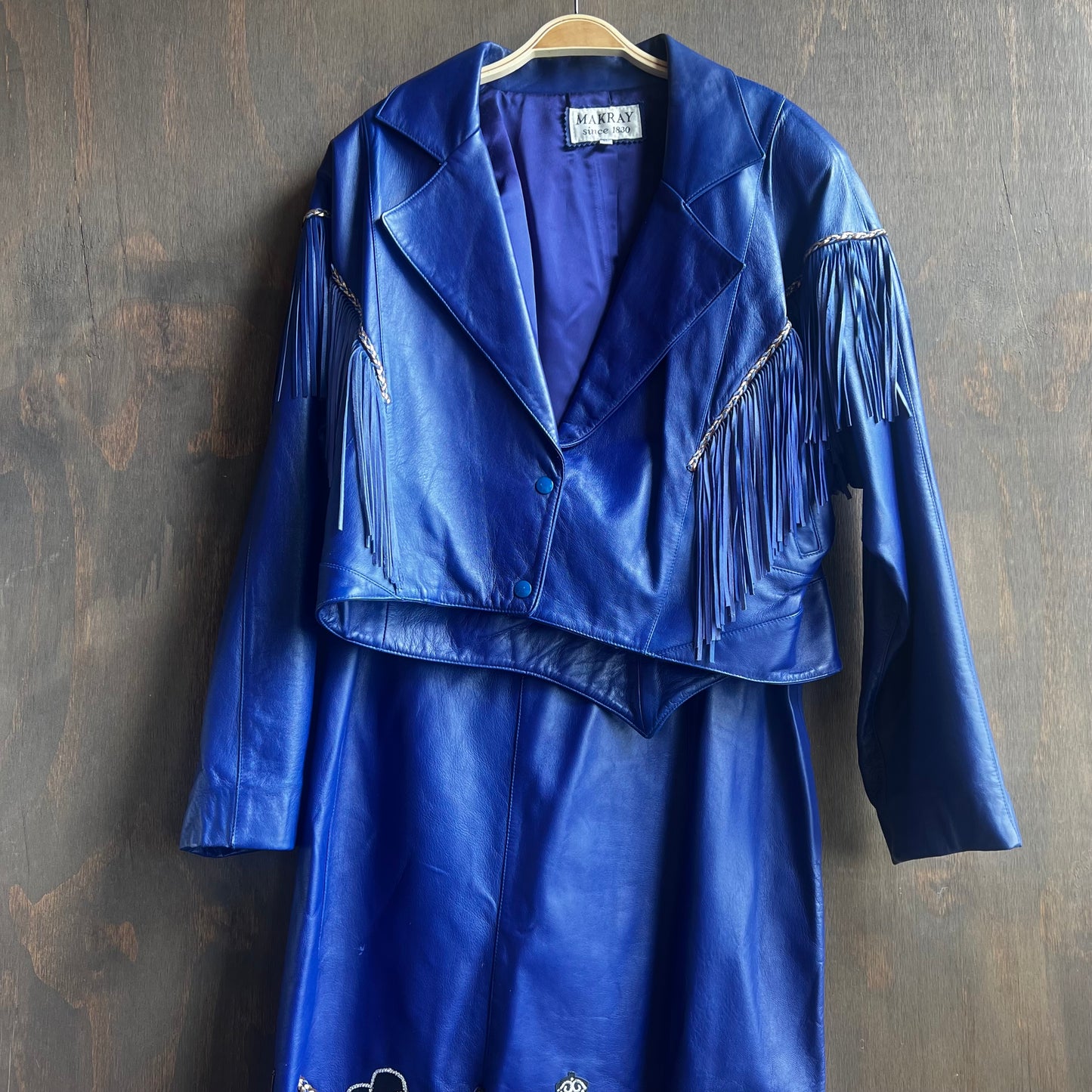 Makray Dark Blue Leather Western Set