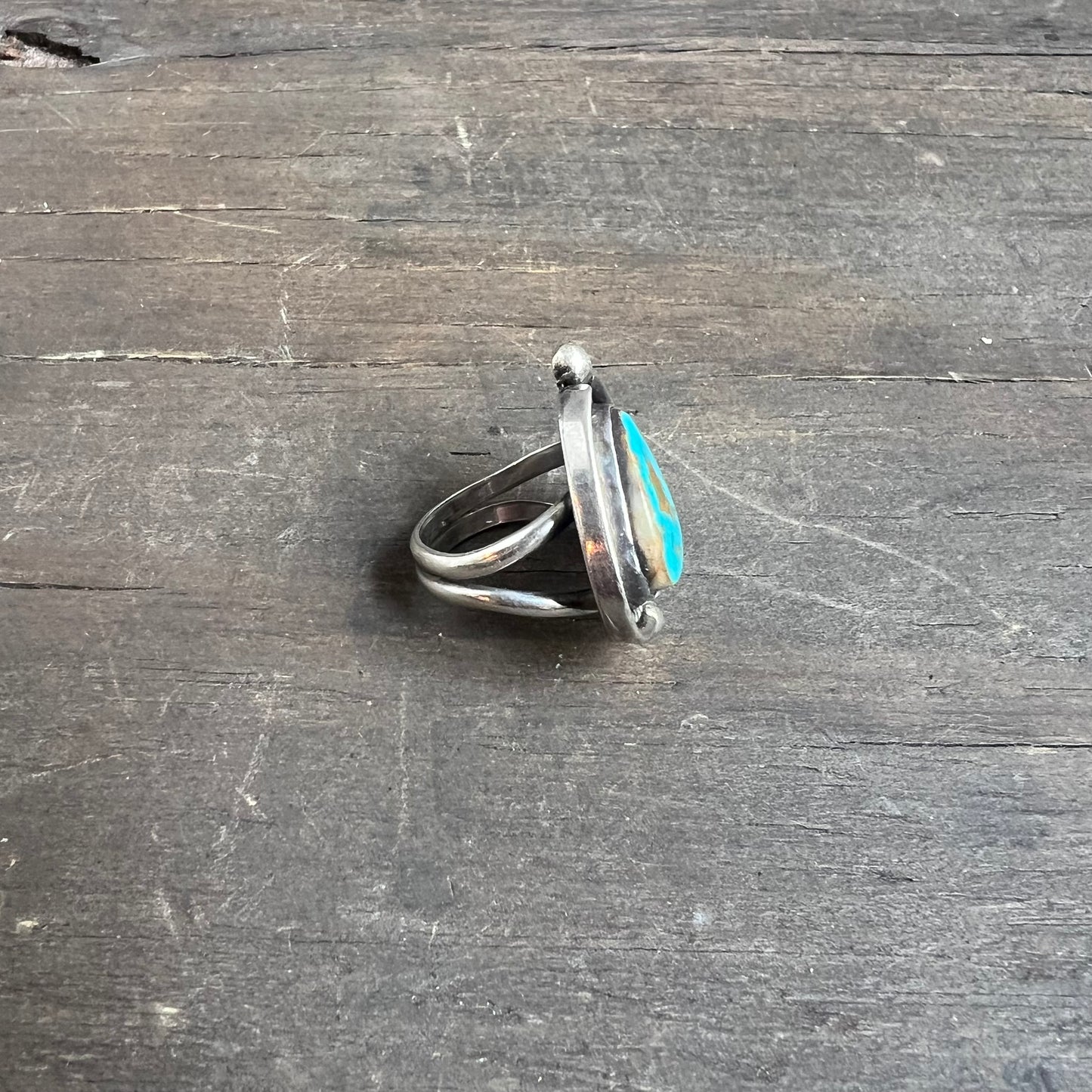 Vintage Sterling Silver and Turquoise Triangle Ring