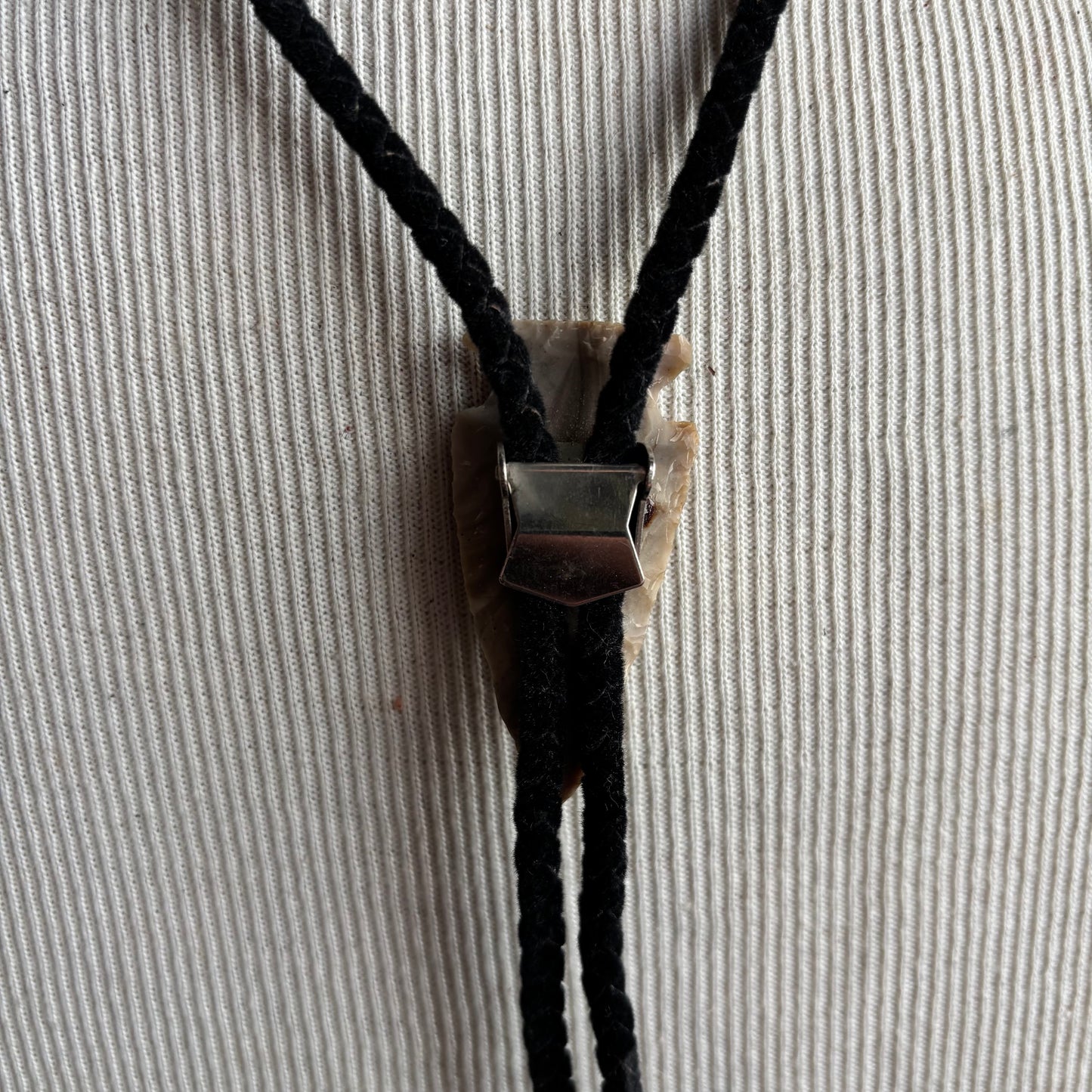 Beige Arrowhead Bolo on Black Velvet Tie