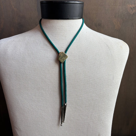 Green Jasper Bolo on Teal Tie