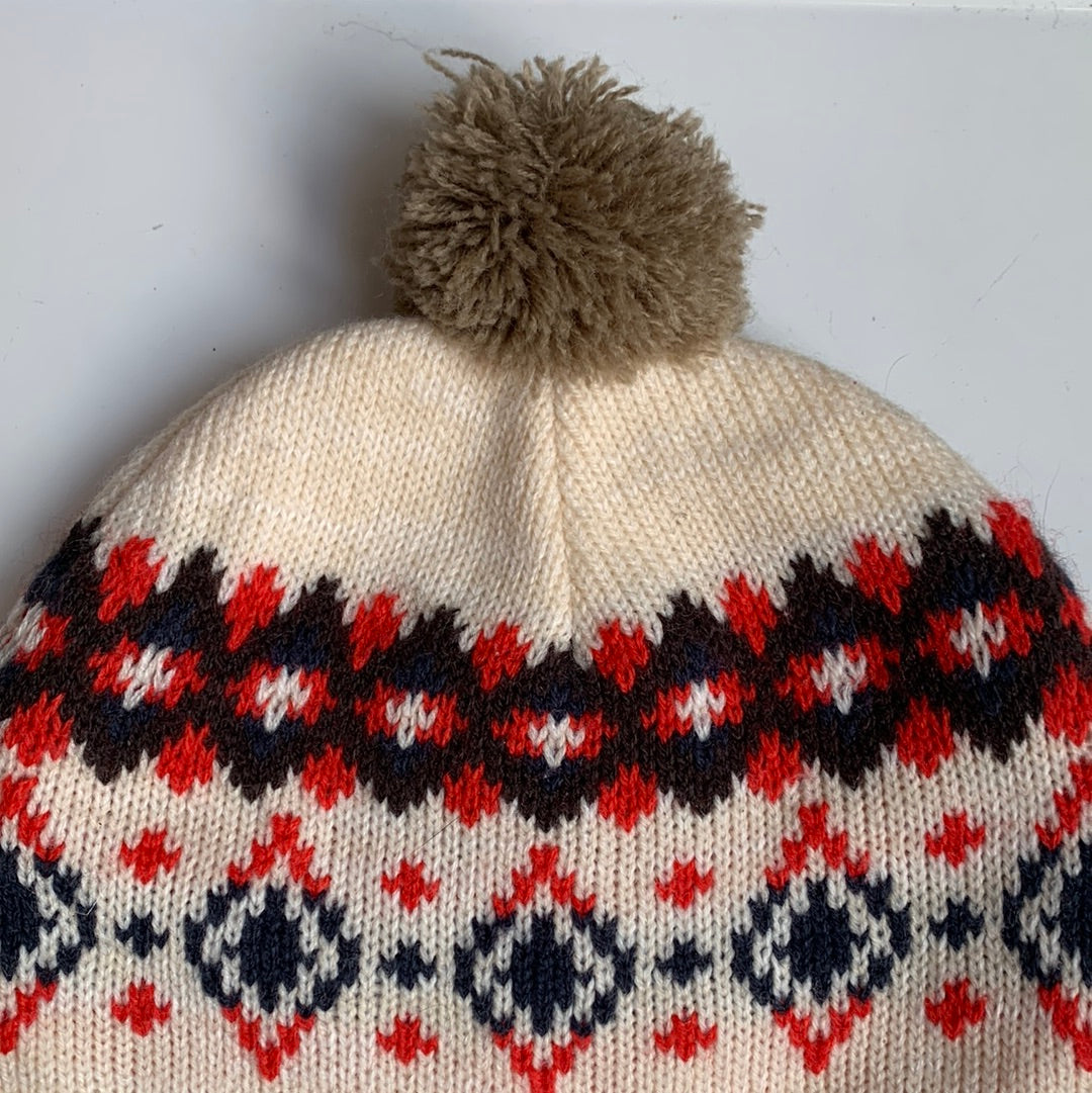 Kids Cream Beanie with Pom Pom