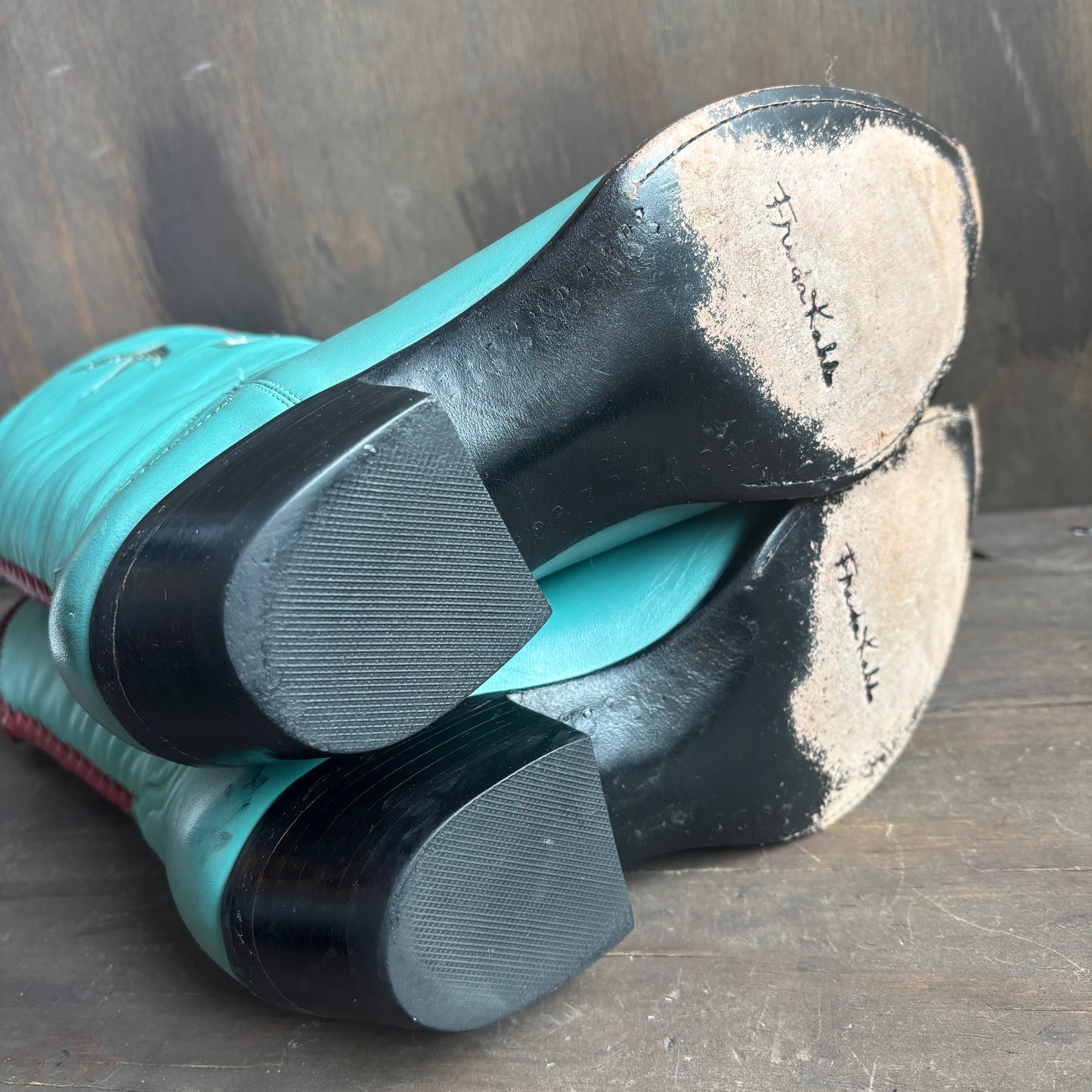 Frida Kahlo Blue Leather Boots