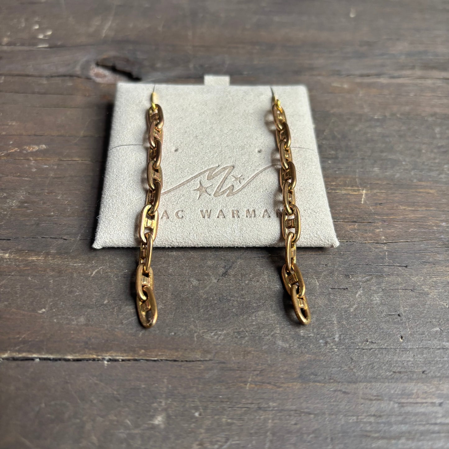 Mac Warman Vintage Brass Chain Link Earrings