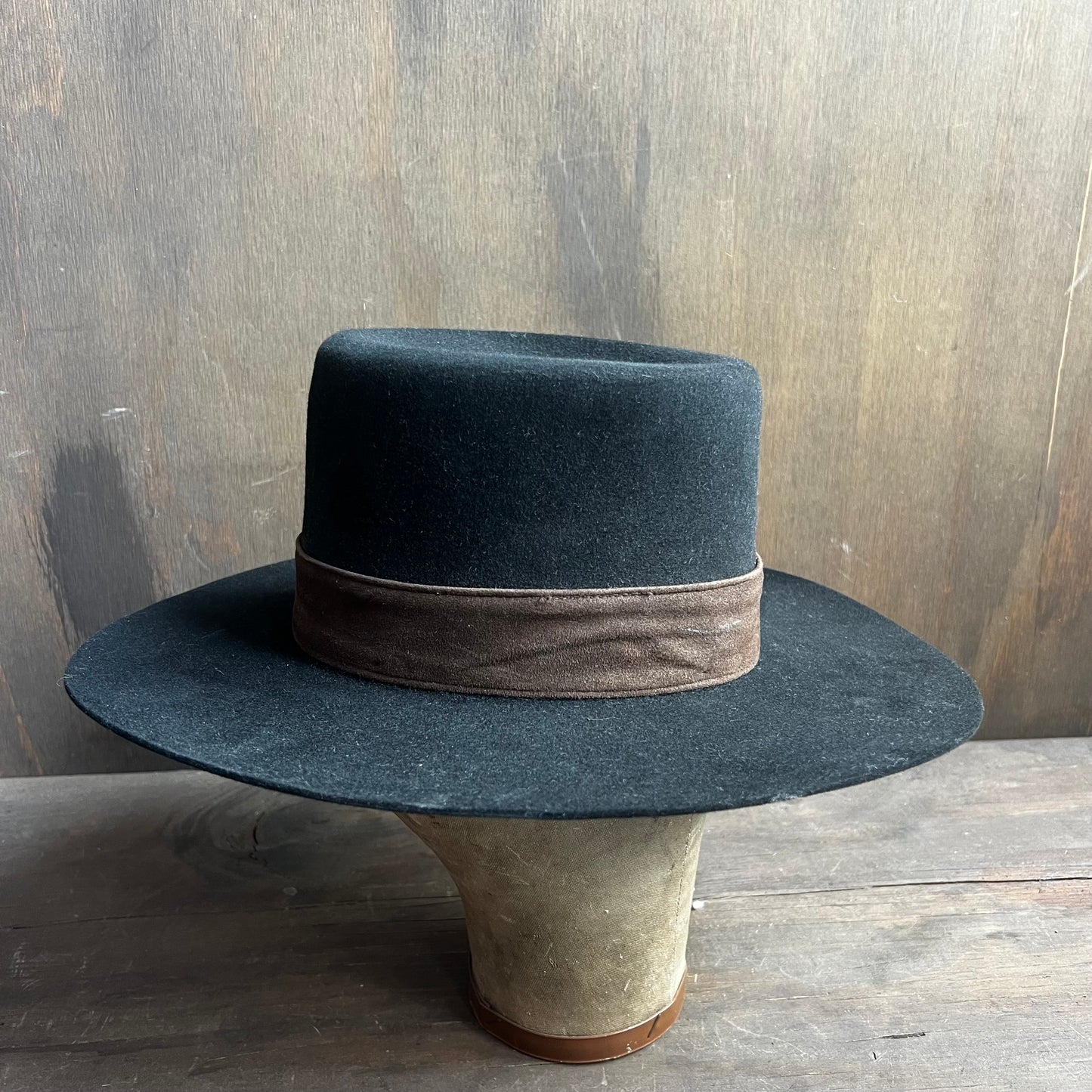 Black Stetson with Brown Ribbon Hat Band
