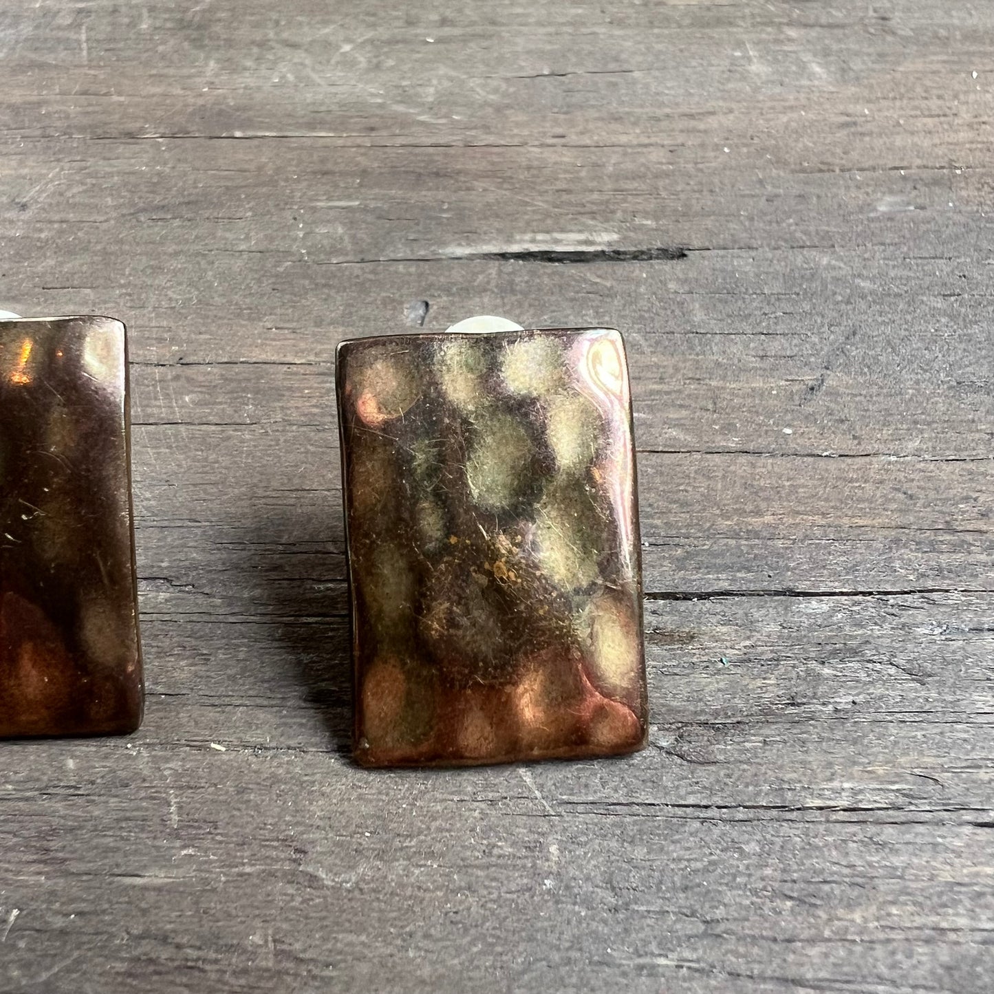 Hammered Brass Clip On Earrings