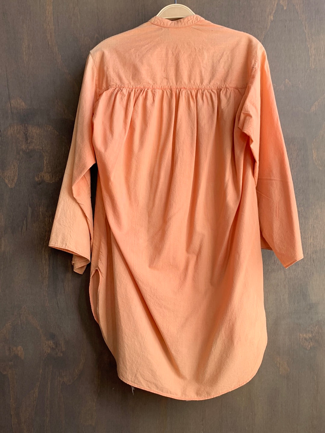 Peach cotton tunic with adjustable sleeves