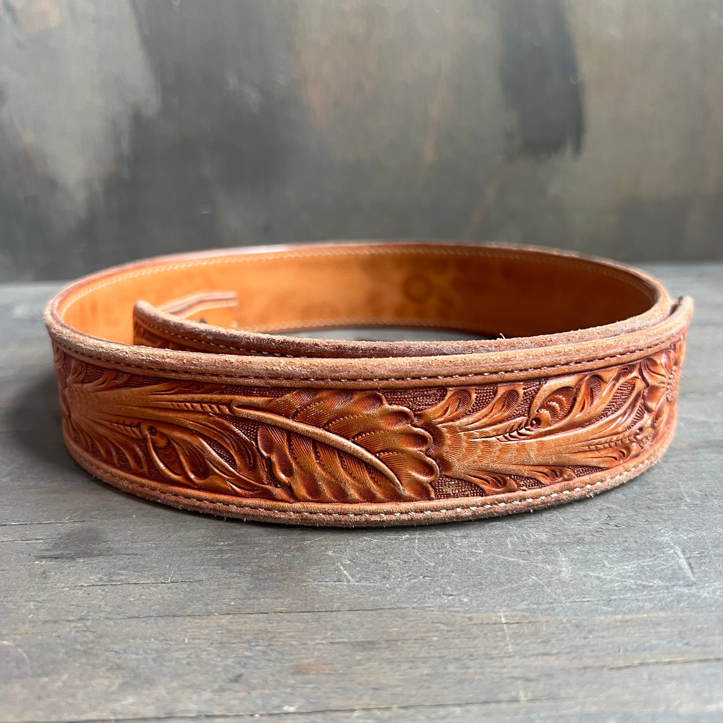 Western Tooled Leather Belt