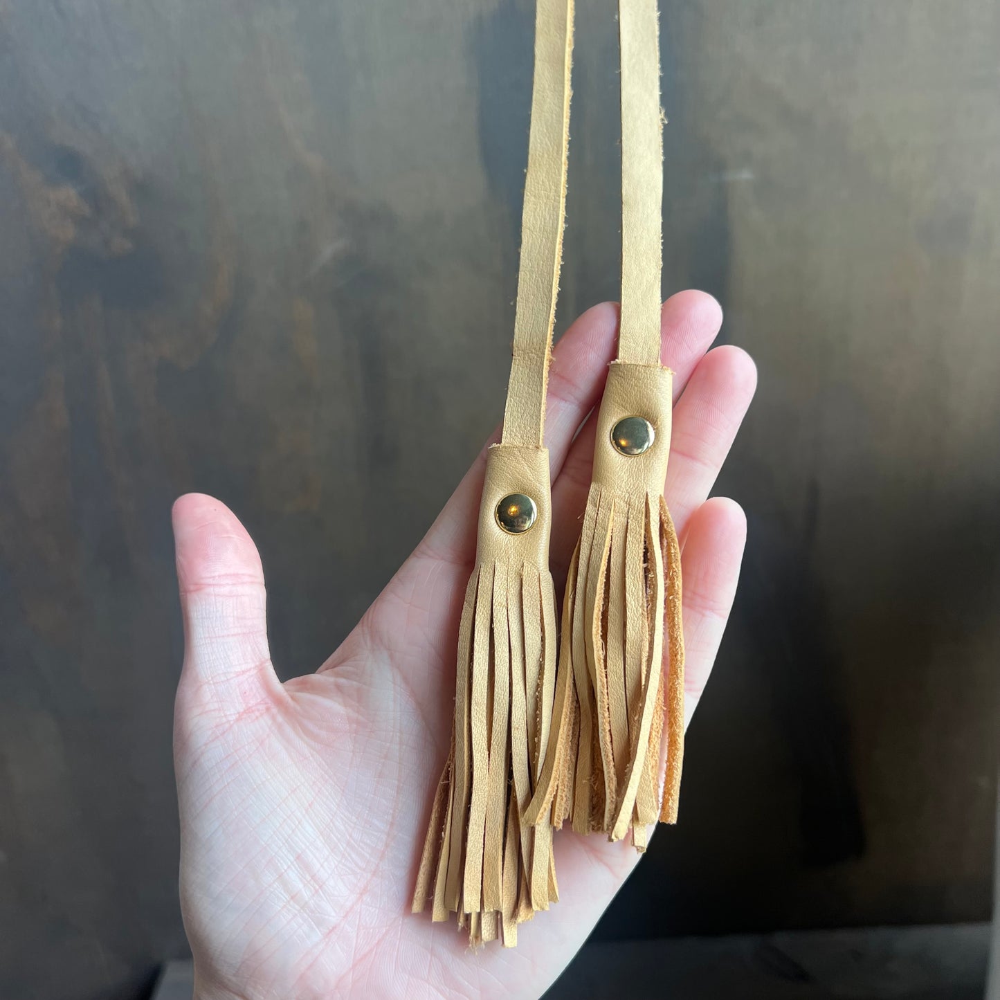 Leather Sage Tan Tassel Tie