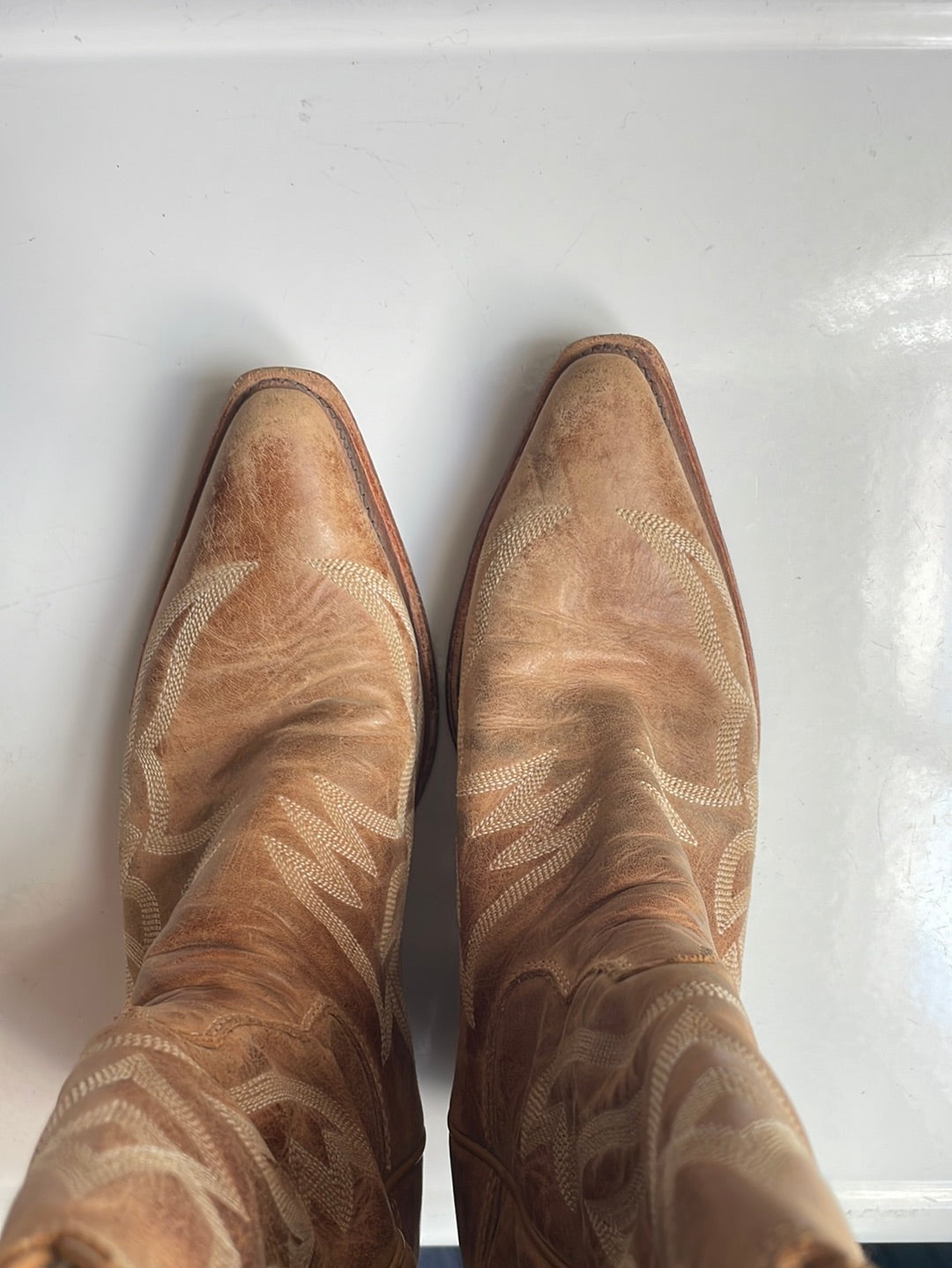 Justin’s Tan Tall Boots with Embroidery