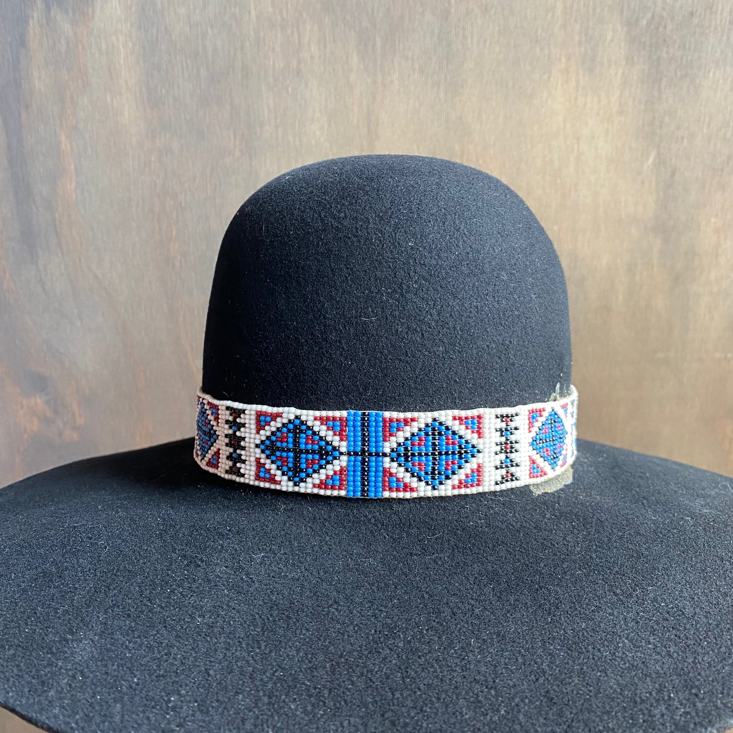 Handmade Black Felt Hat with Beaded Band