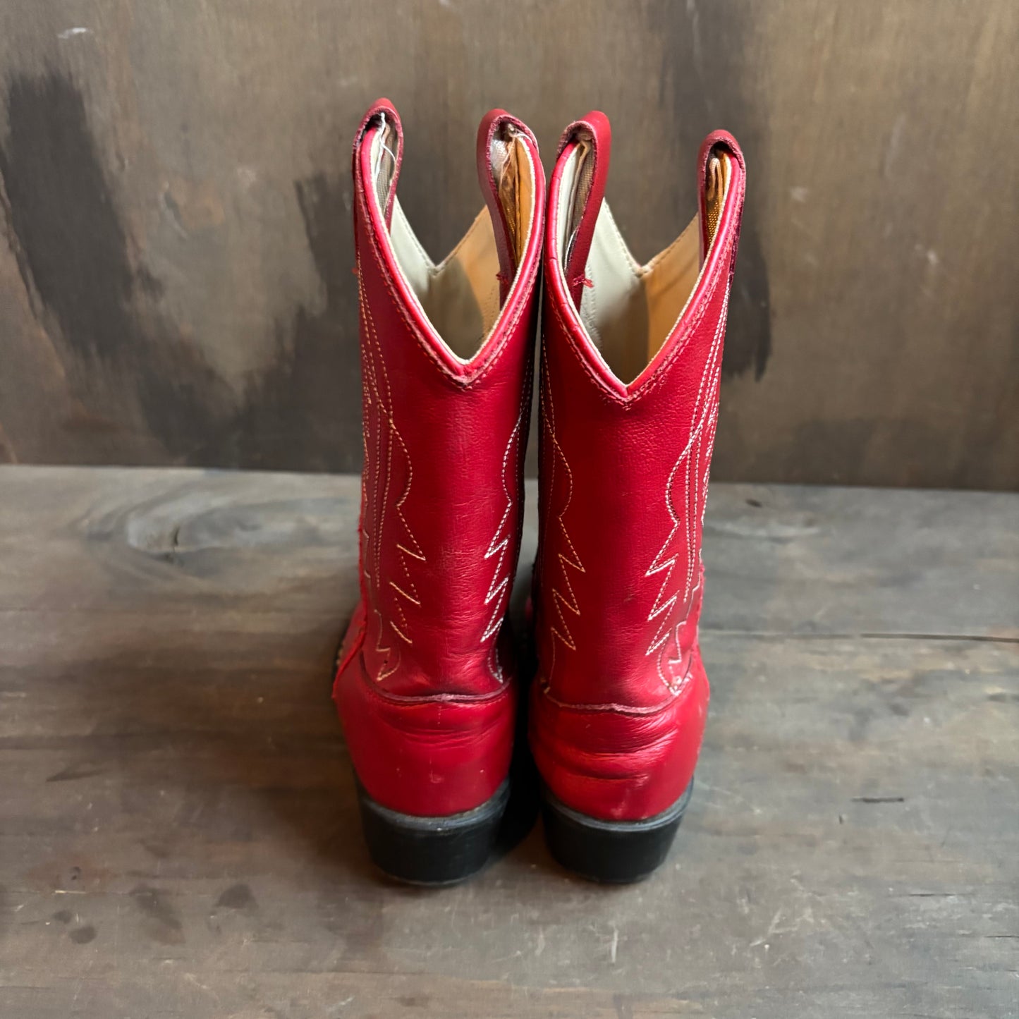 Old West Red Leather Kids Boots