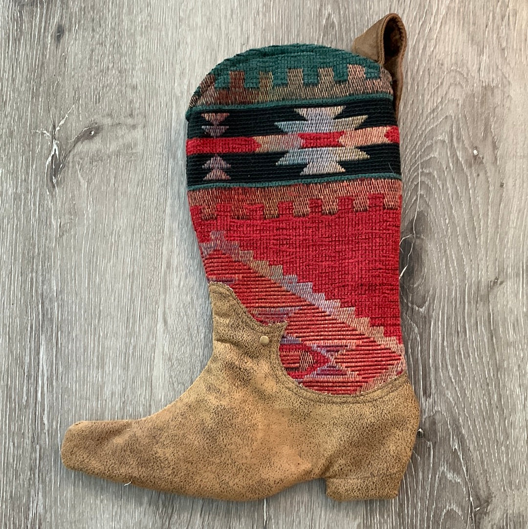 Southwestern woven Cowboy boot Christmas stocking