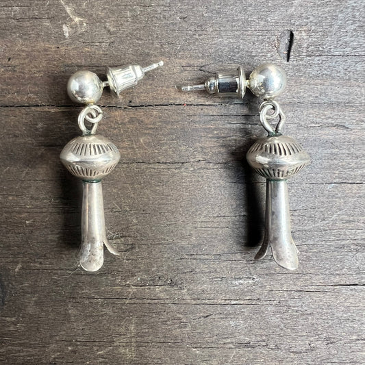 Navajo Silver Squash Blossom Earrings