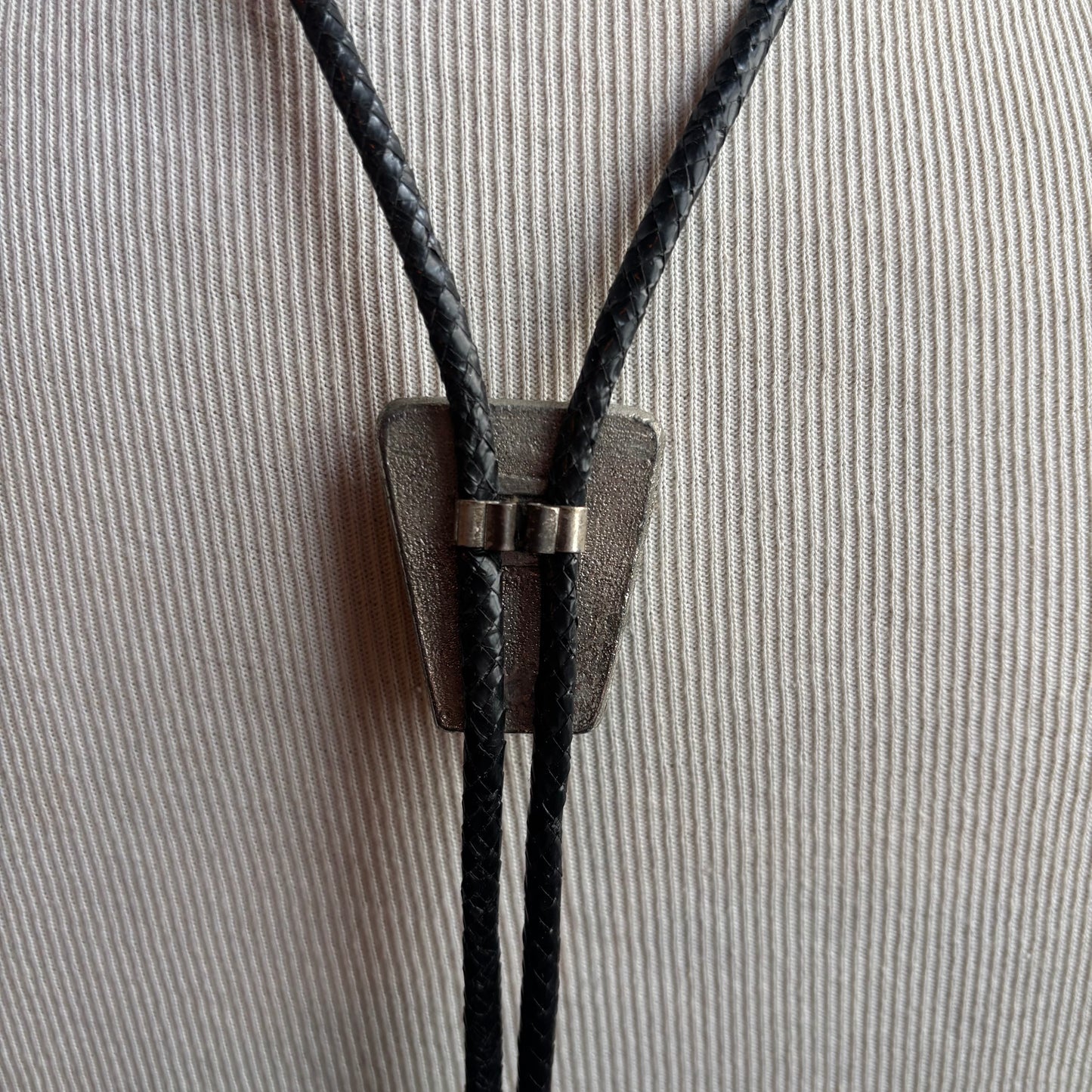 Multi Stone Bolo on Black Leather Tie