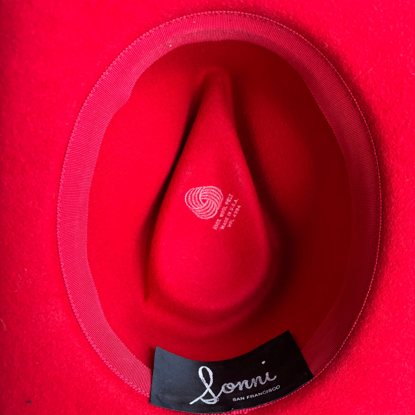 Red Wool Hat with Rhinestone Band