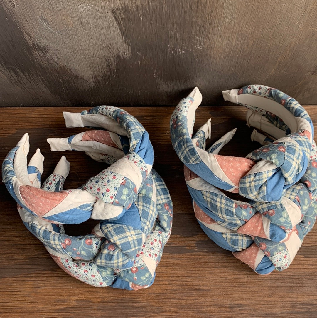 Vintage Blue & Pink Quilt Headbands