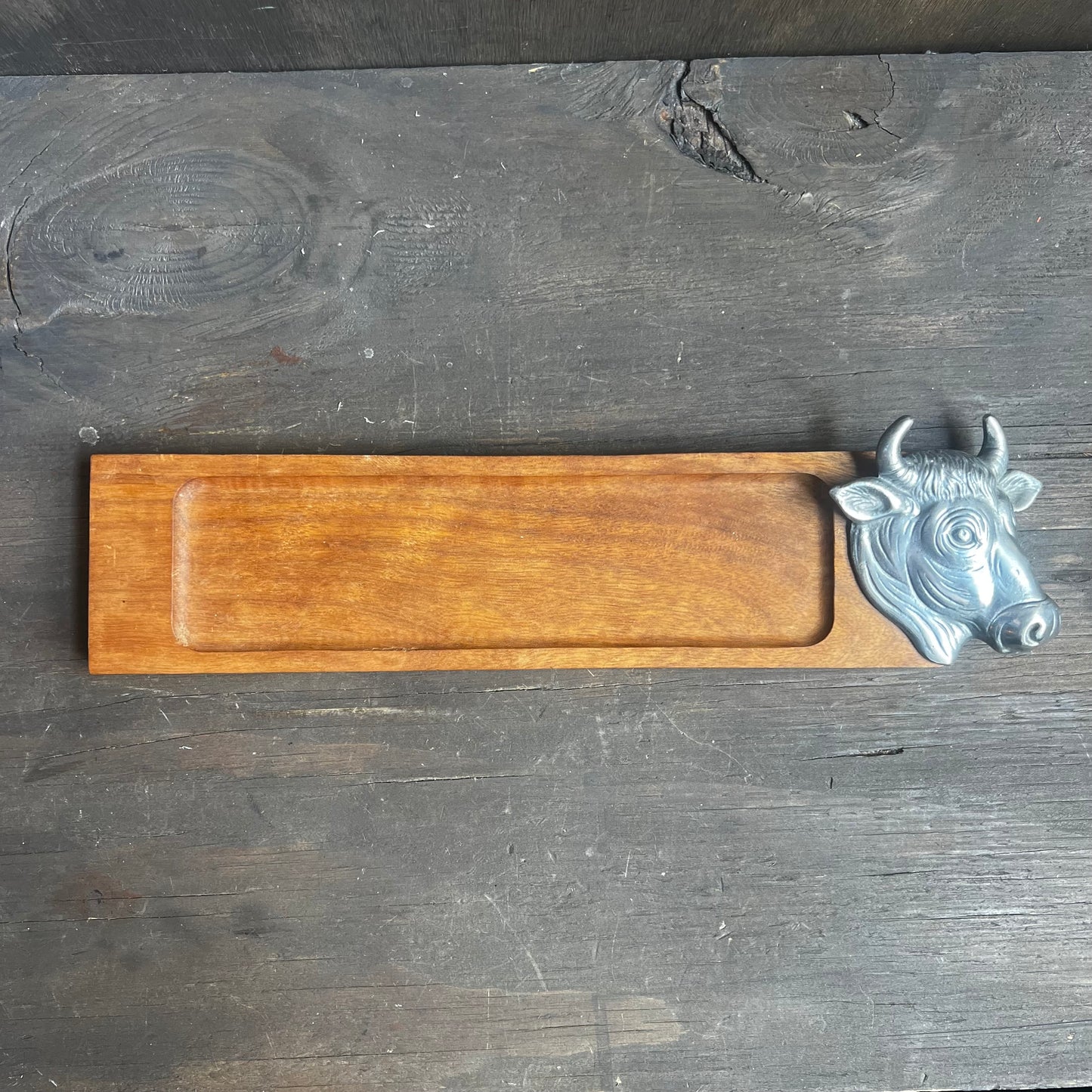 Vintage Cow Pewter Serving Tray