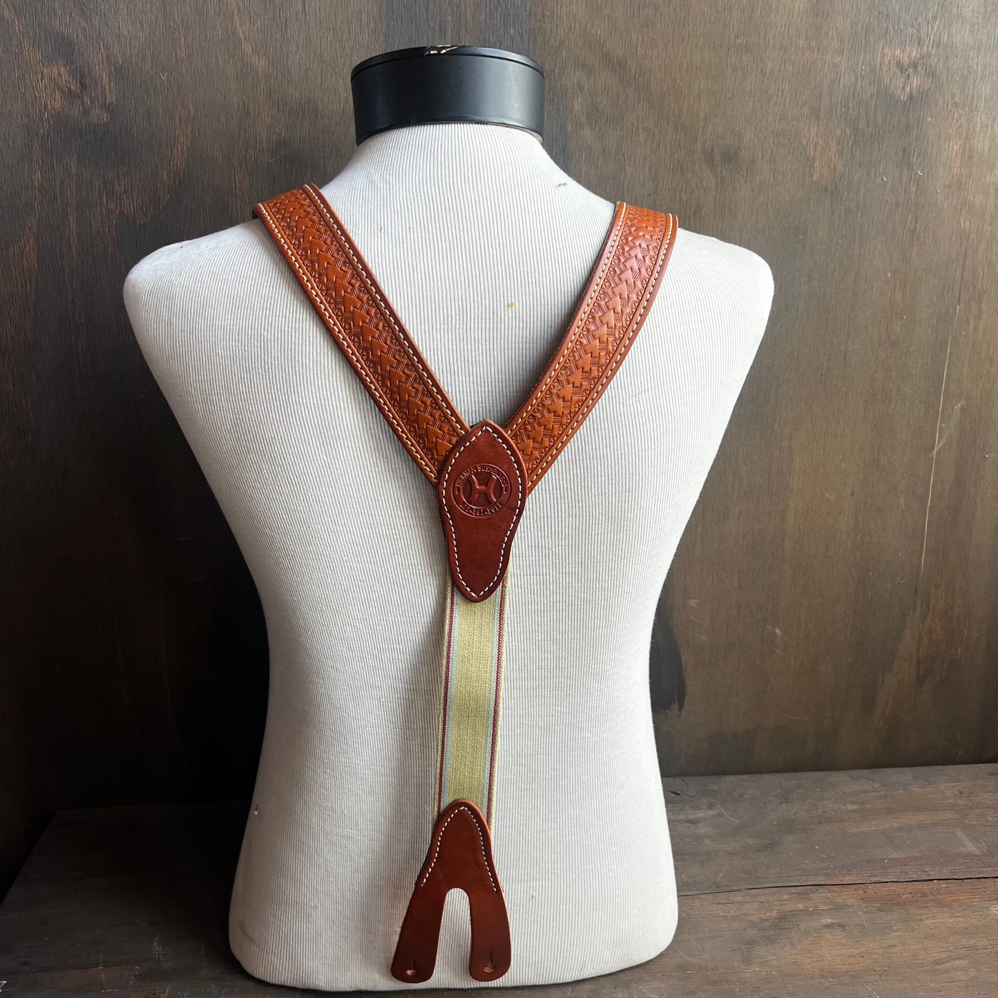 Tooled Leather Suspenders