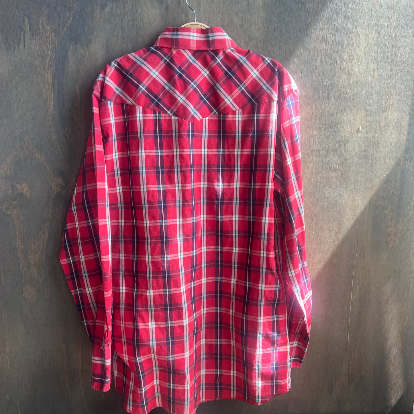 Wrangler Red Plaid Western Pearl Snap