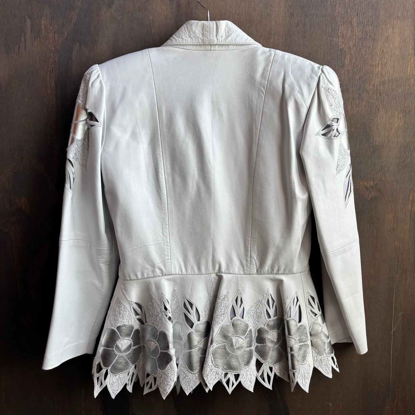 Vintage White and Silver Leather 3-Piece Set
