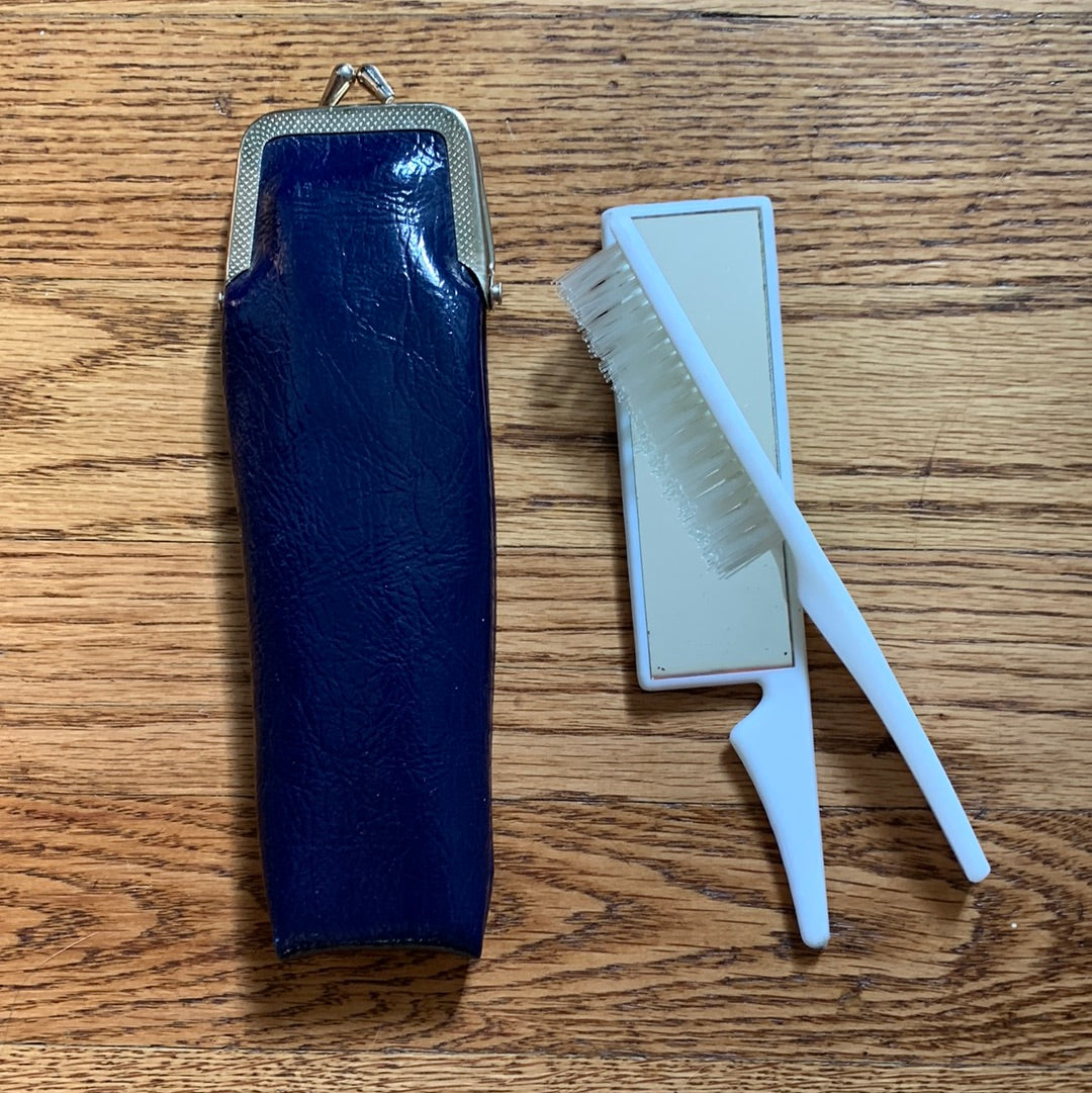 Vintage patent leather comb & mirror case