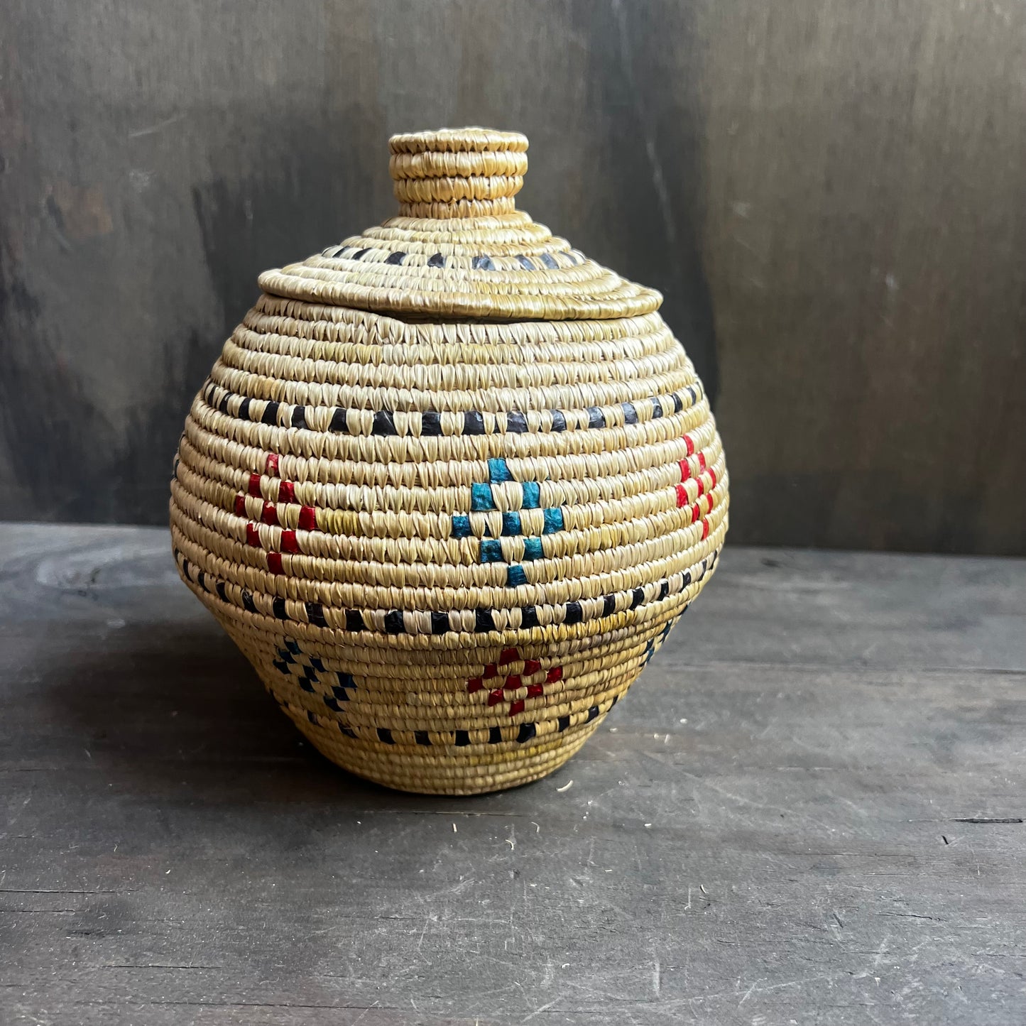 Native Alaskan Coiled Lidded Basket