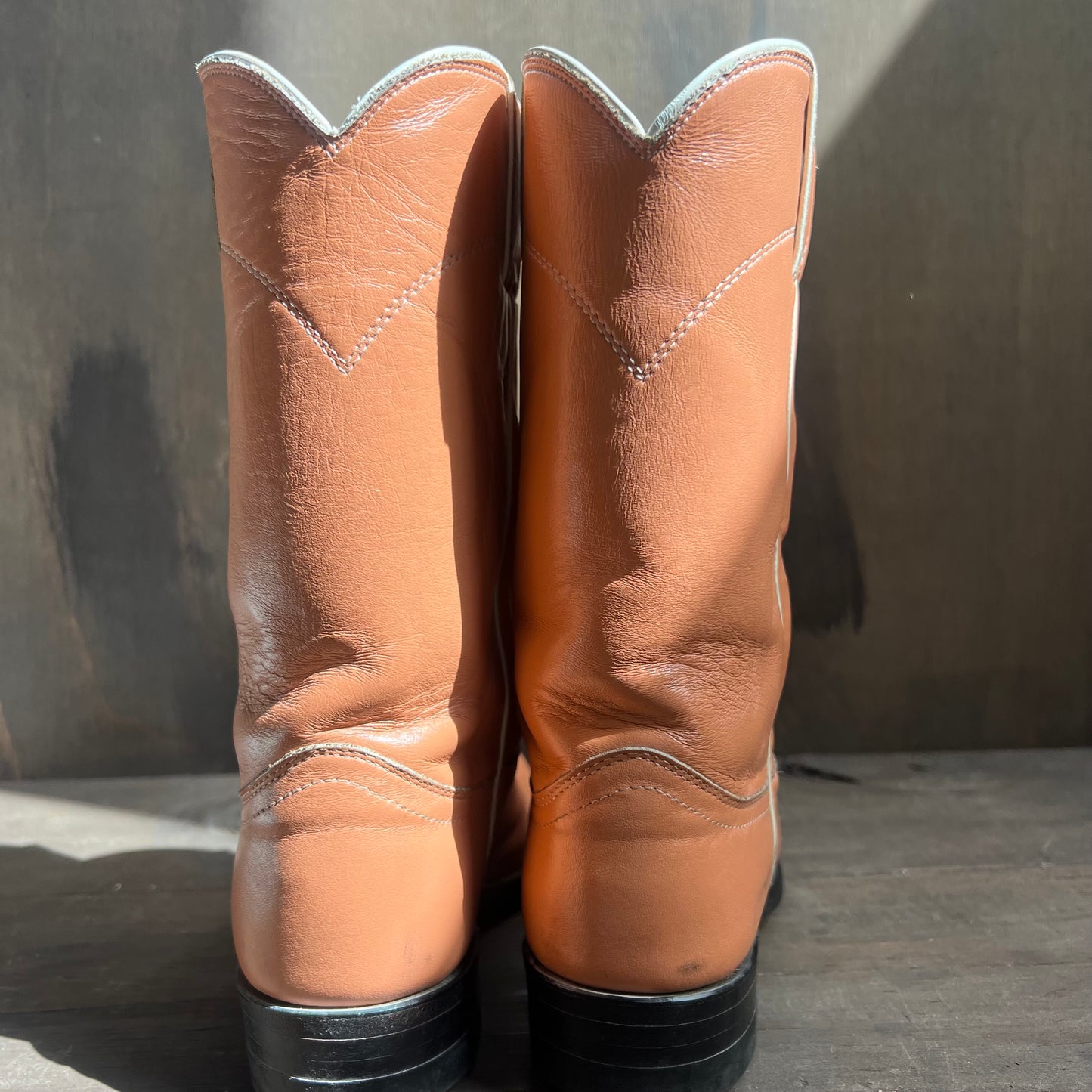 Justin Peach Leather Roper Boots
