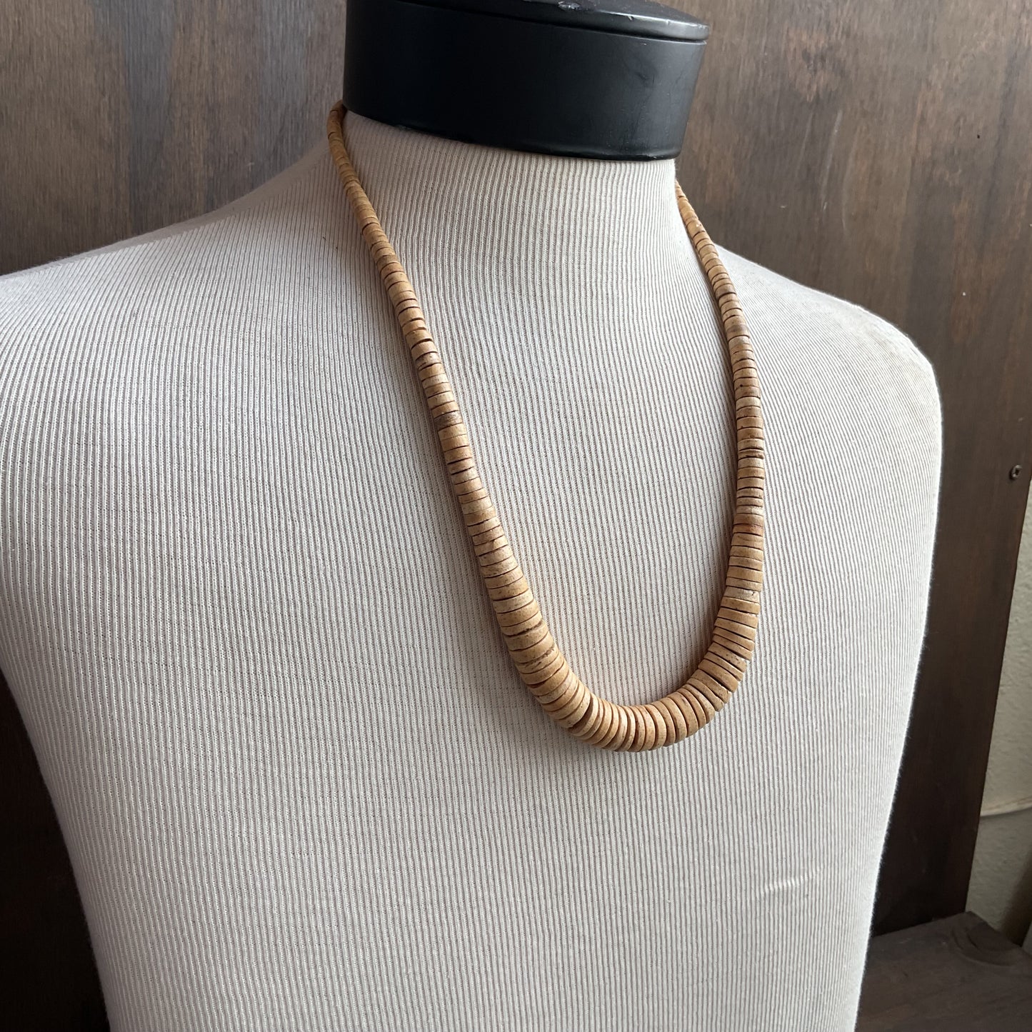 Wooden Disc Bead Necklace