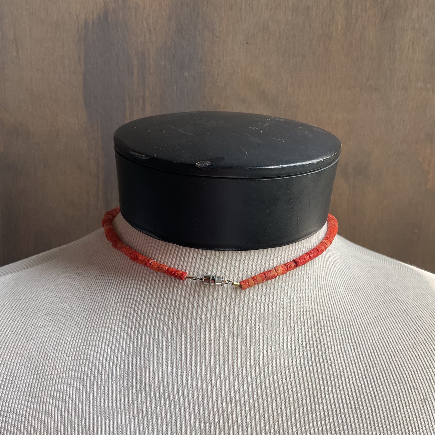 Red Sponge Coral Disc Bead Necklace