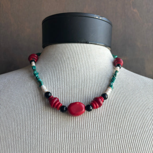 Red Coral and Turquoise Necklace