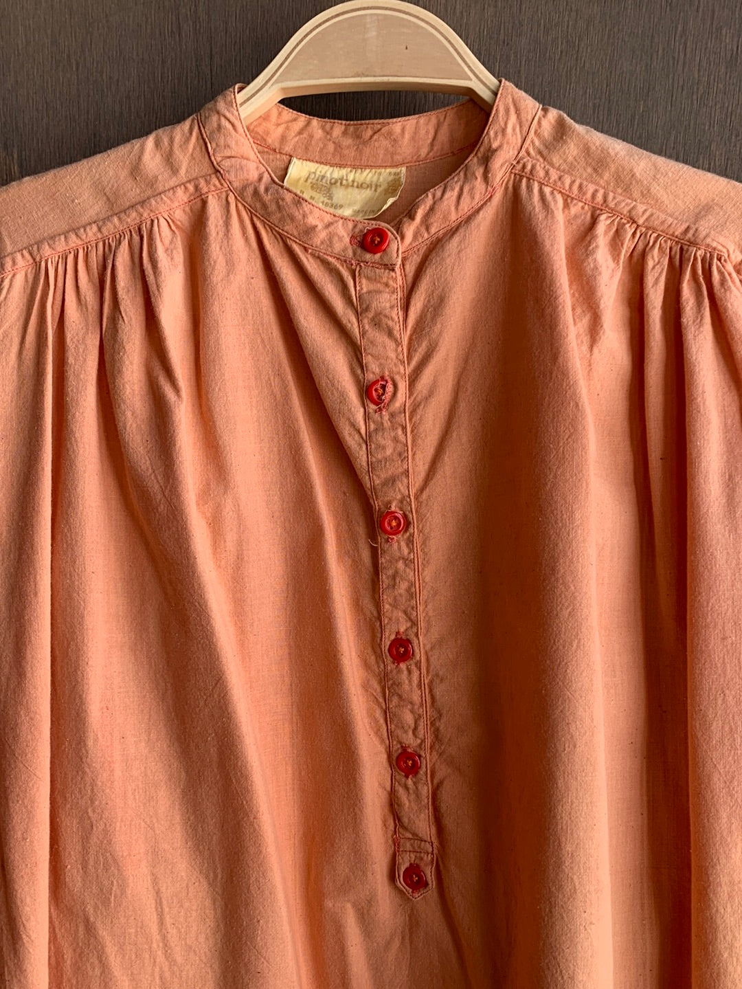 Peach cotton tunic with adjustable sleeves