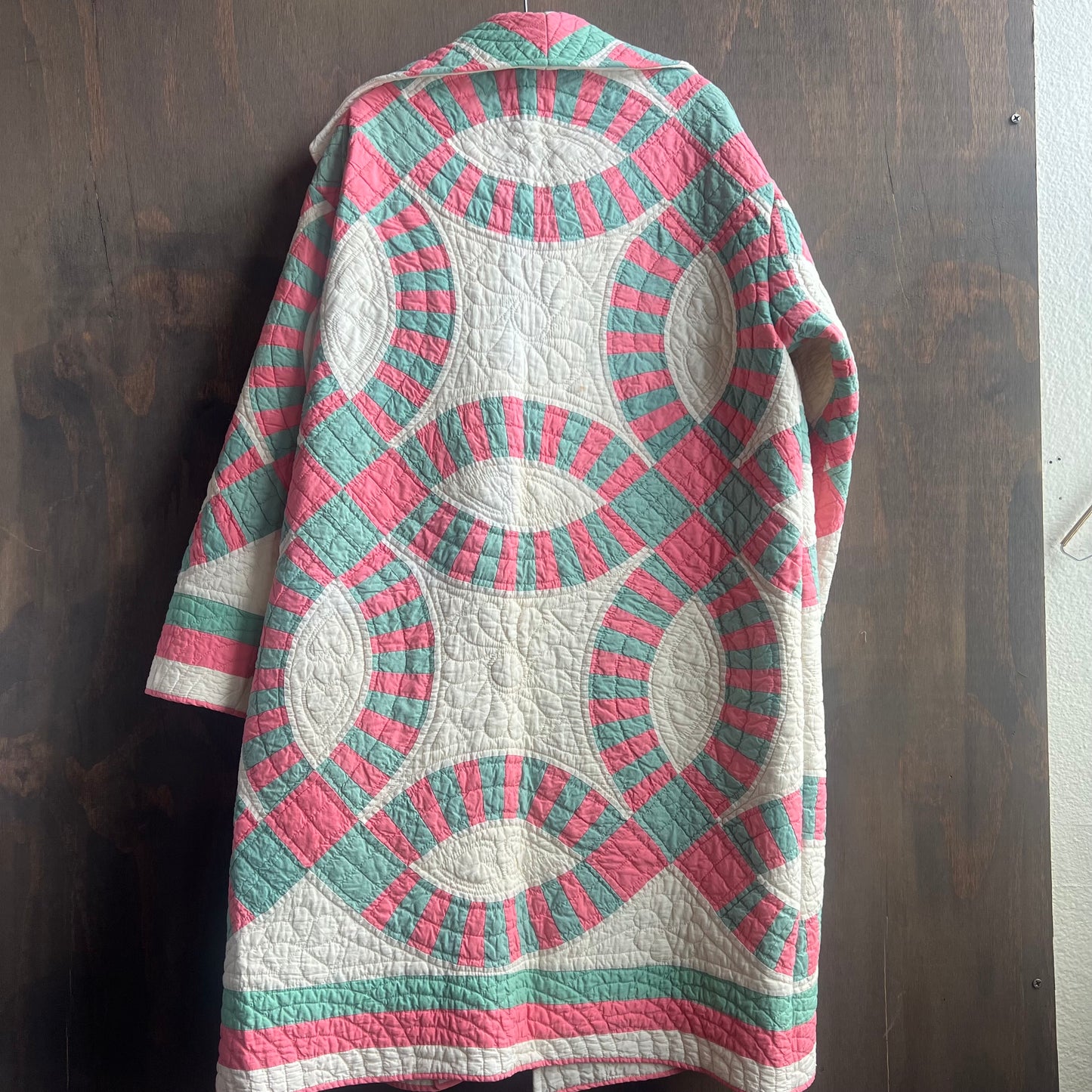Vintage Pink and Blue Quilted Long Jacket