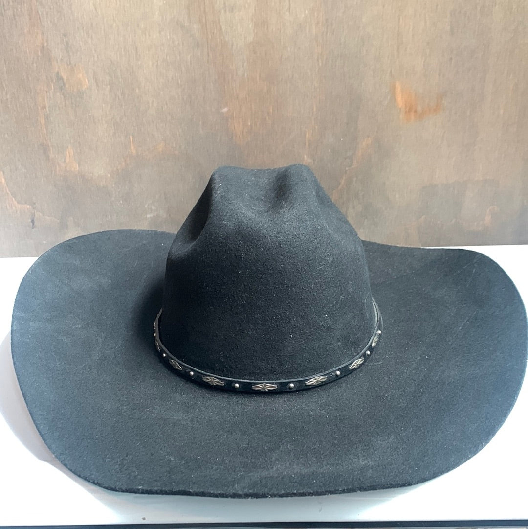 Cody James black felt hat with leather studded band