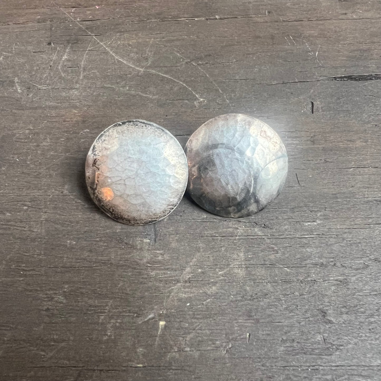 Sterling Silver Hammered Round Earrings