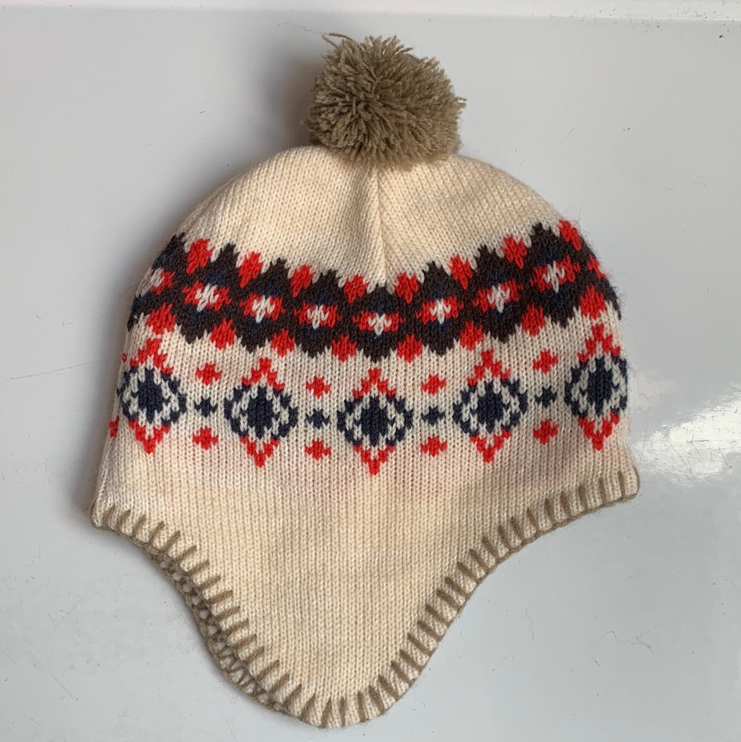 Kids Cream Beanie with Pom Pom