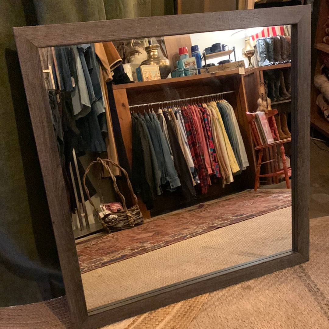 XL wood framed square mirror