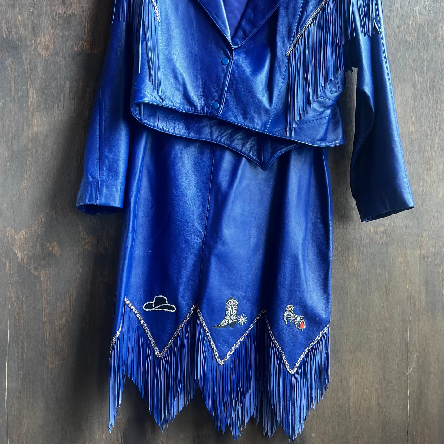 Makray Dark Blue Leather Western Set