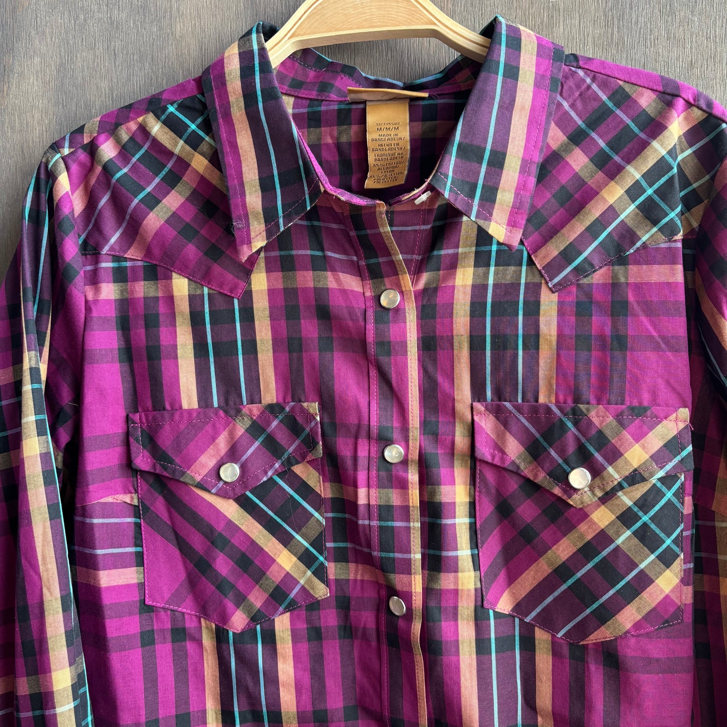 Wrangler Purple Plaid Pearl Snap