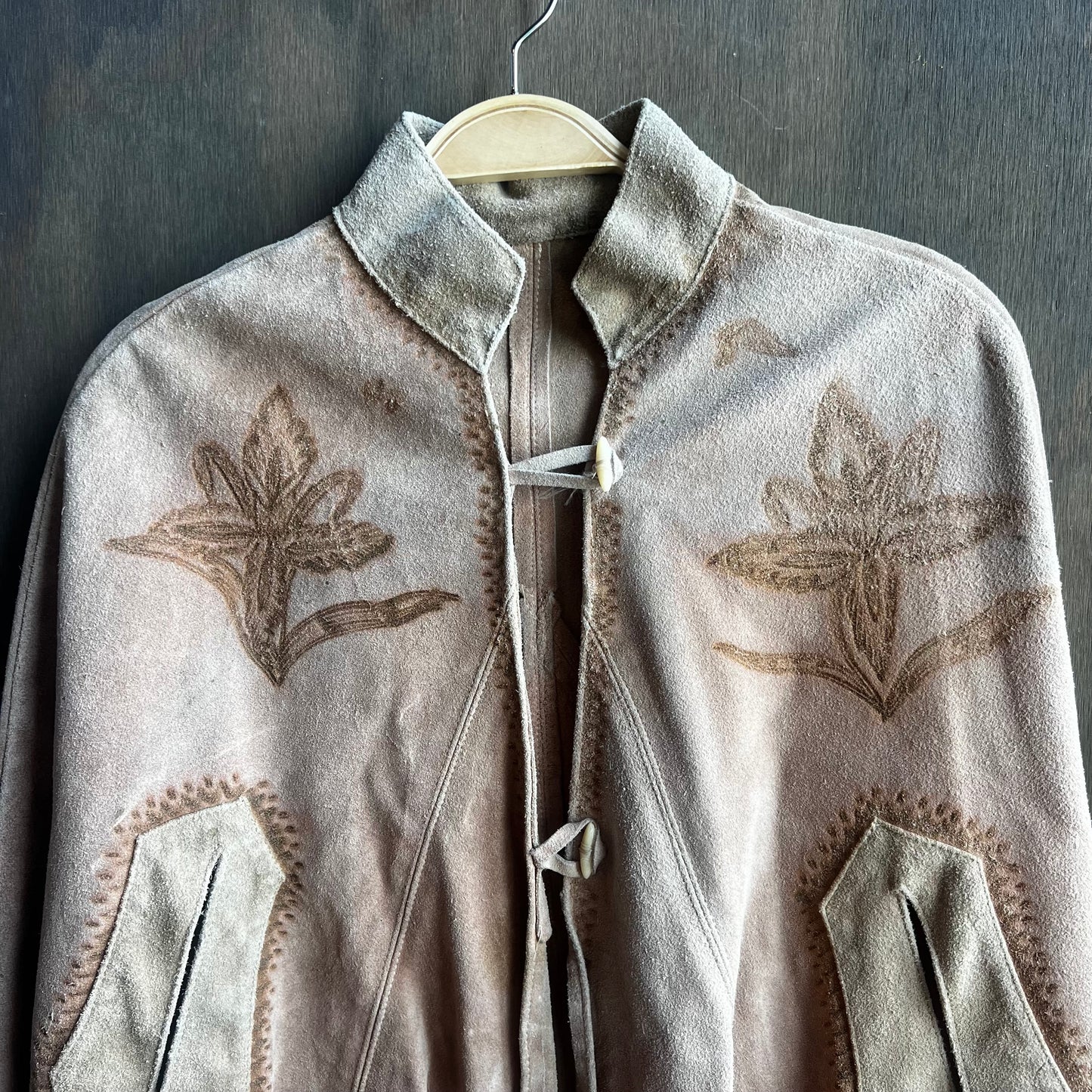 Dusty Rose Leather Poncho