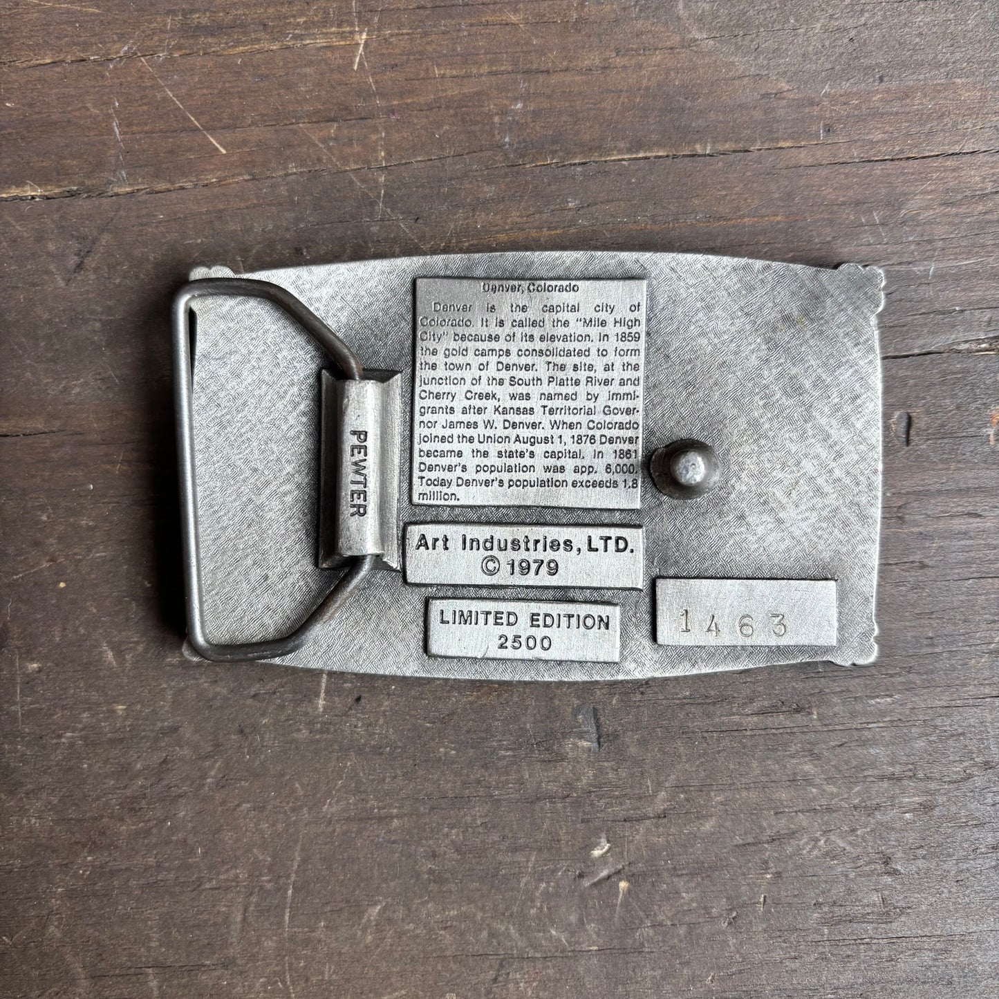 Pewter Denver Belt Buckle