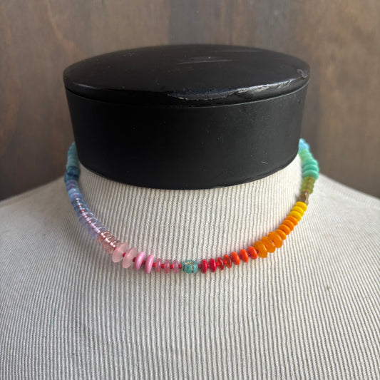 Ostrich Moon Rainbow Bead Necklace